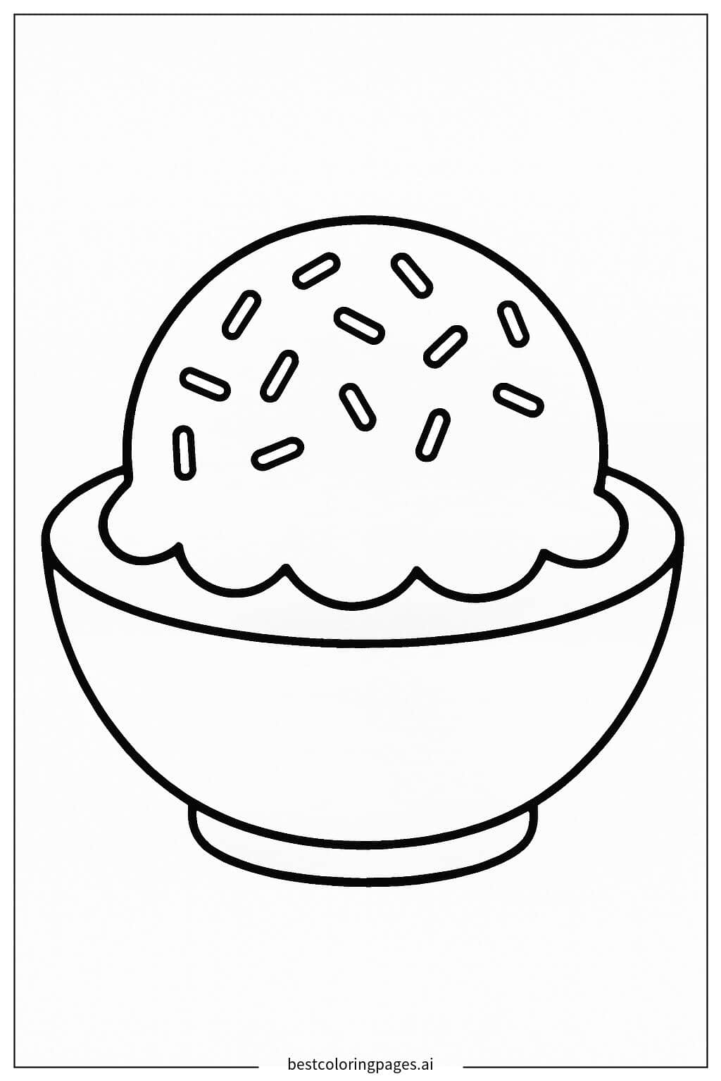 Ice Cream Bowl with Sprinkles Coloring Page