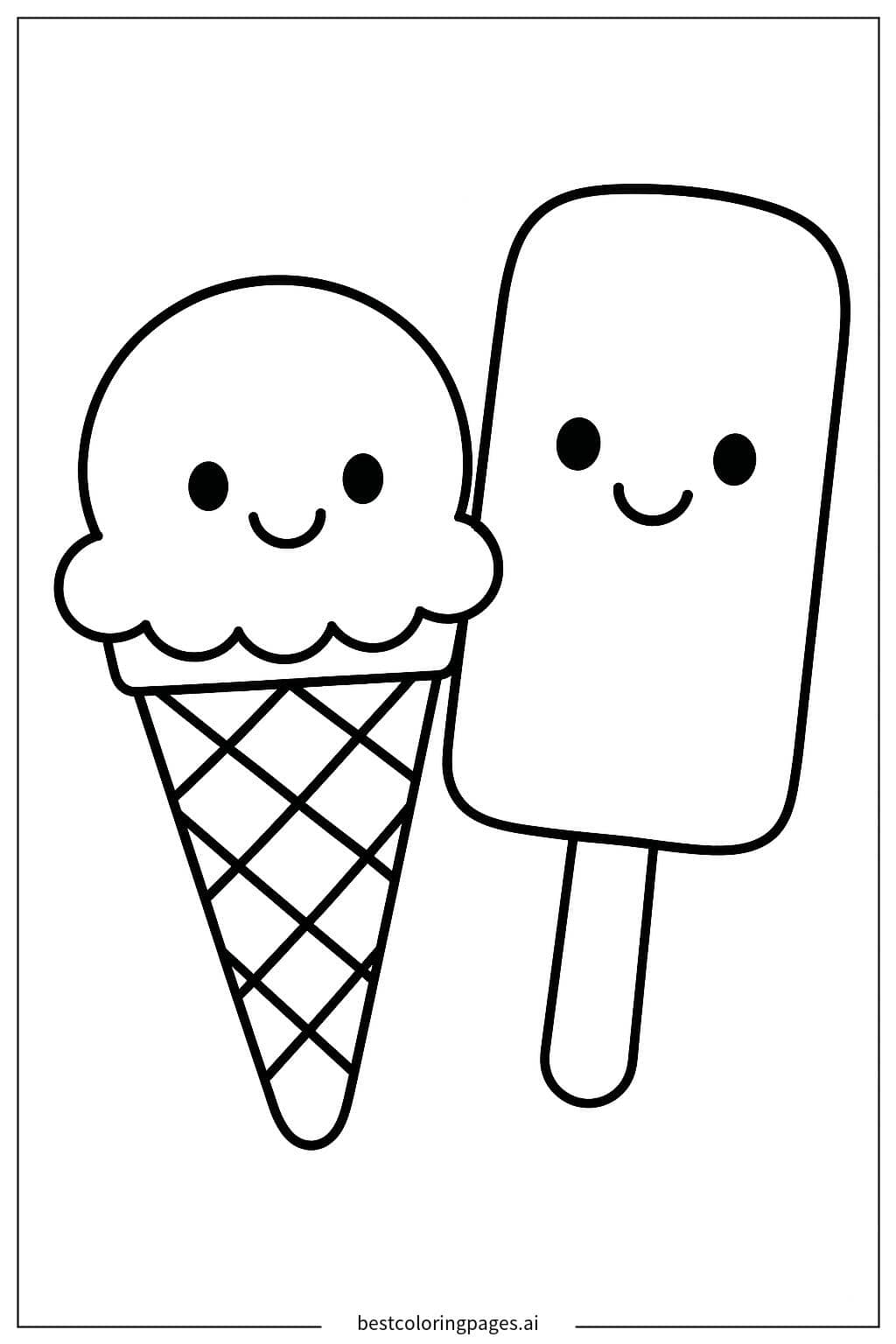 Delightful Ice Cream and Popsicle Coloring Page