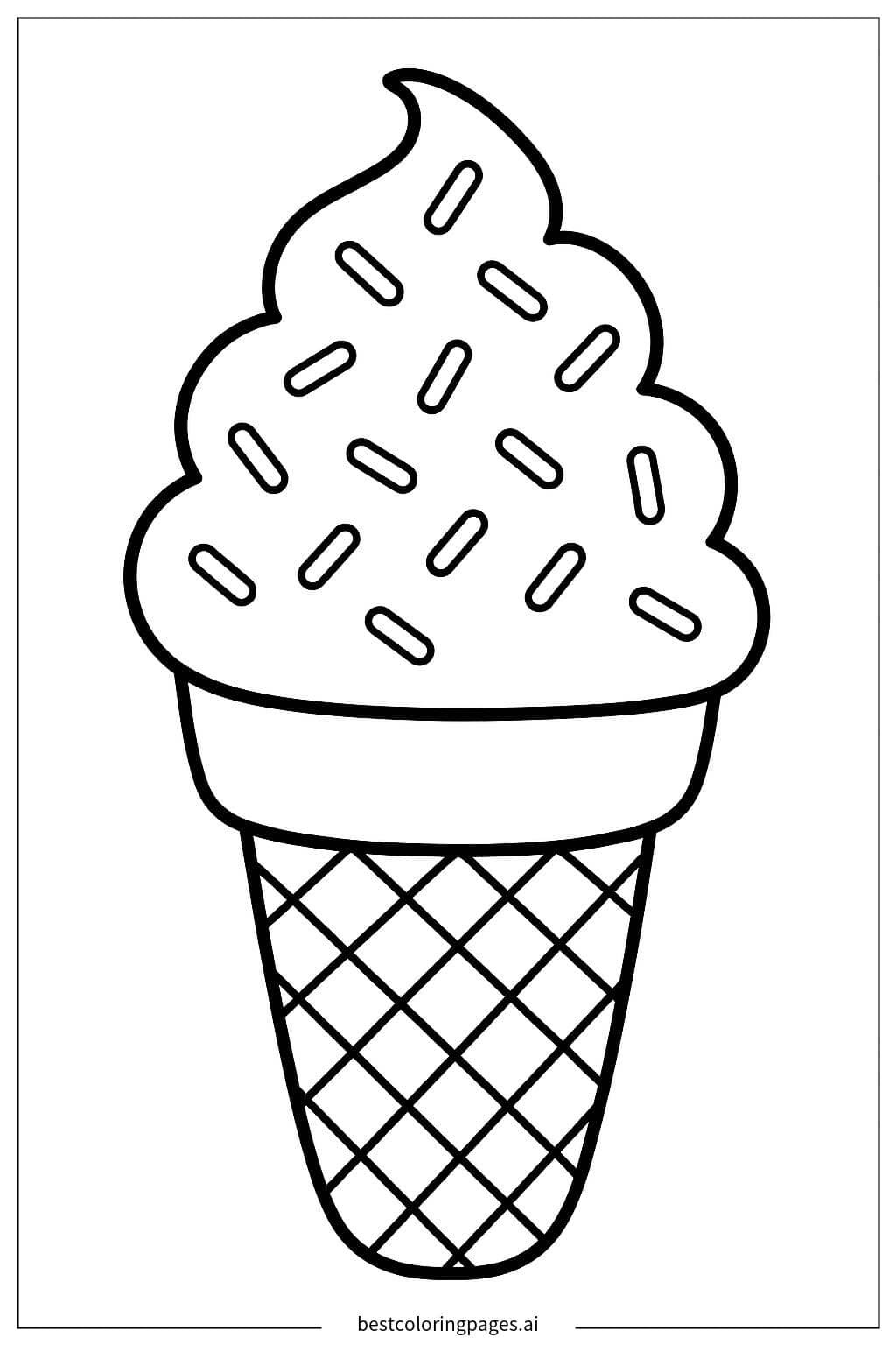 Delicious Ice Cream with Colorful Sprinkles Coloring Page