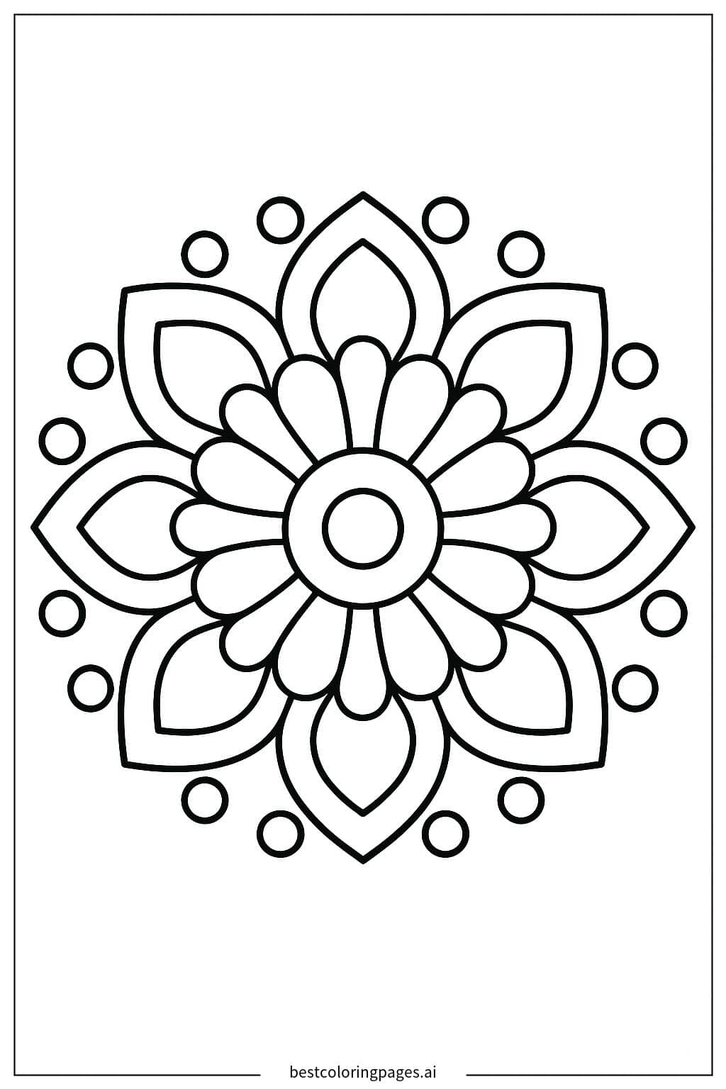 Dibujos de Diseño Inicial de Mandala para Colorear