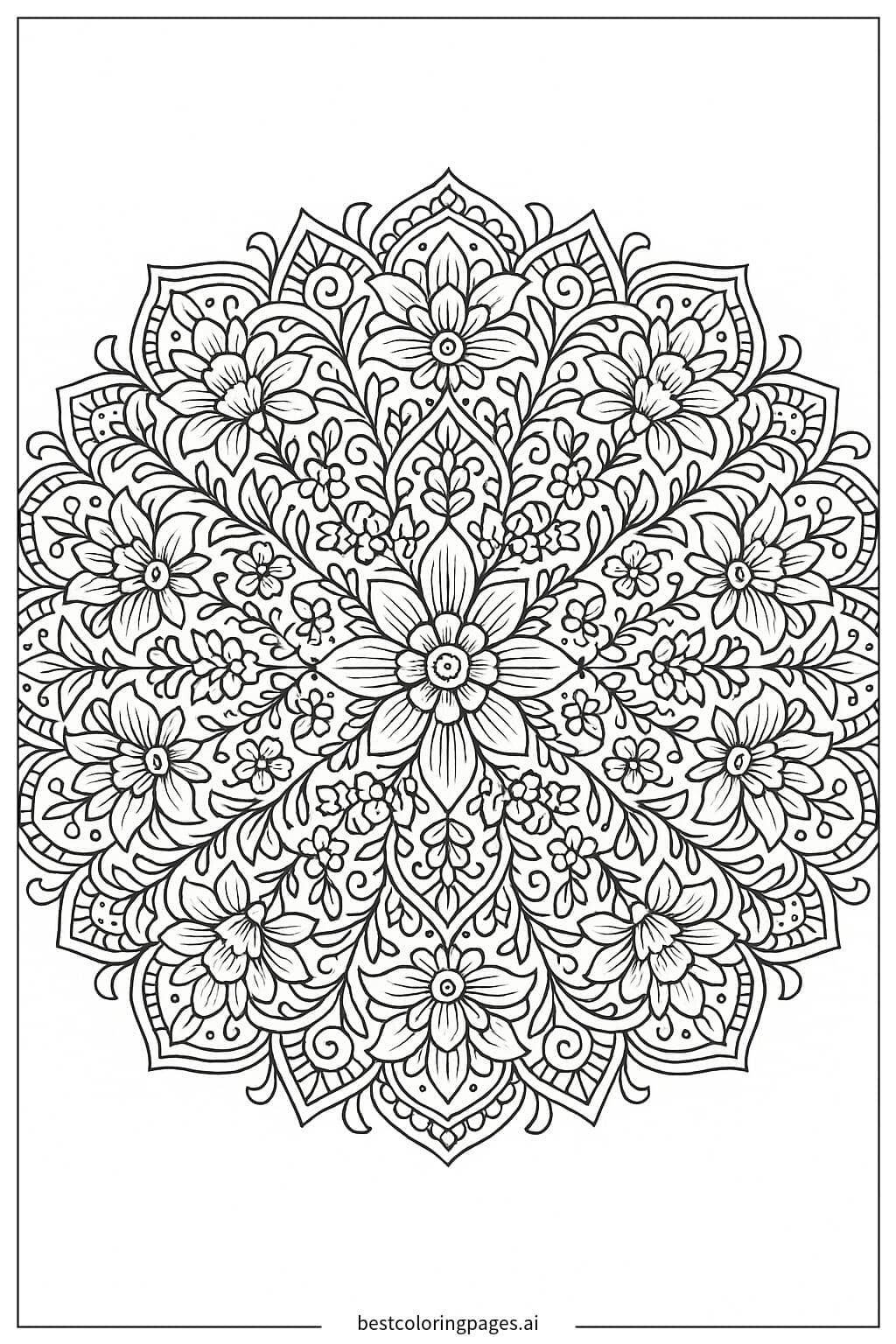 Intricate Floral Mandala Coloring Page