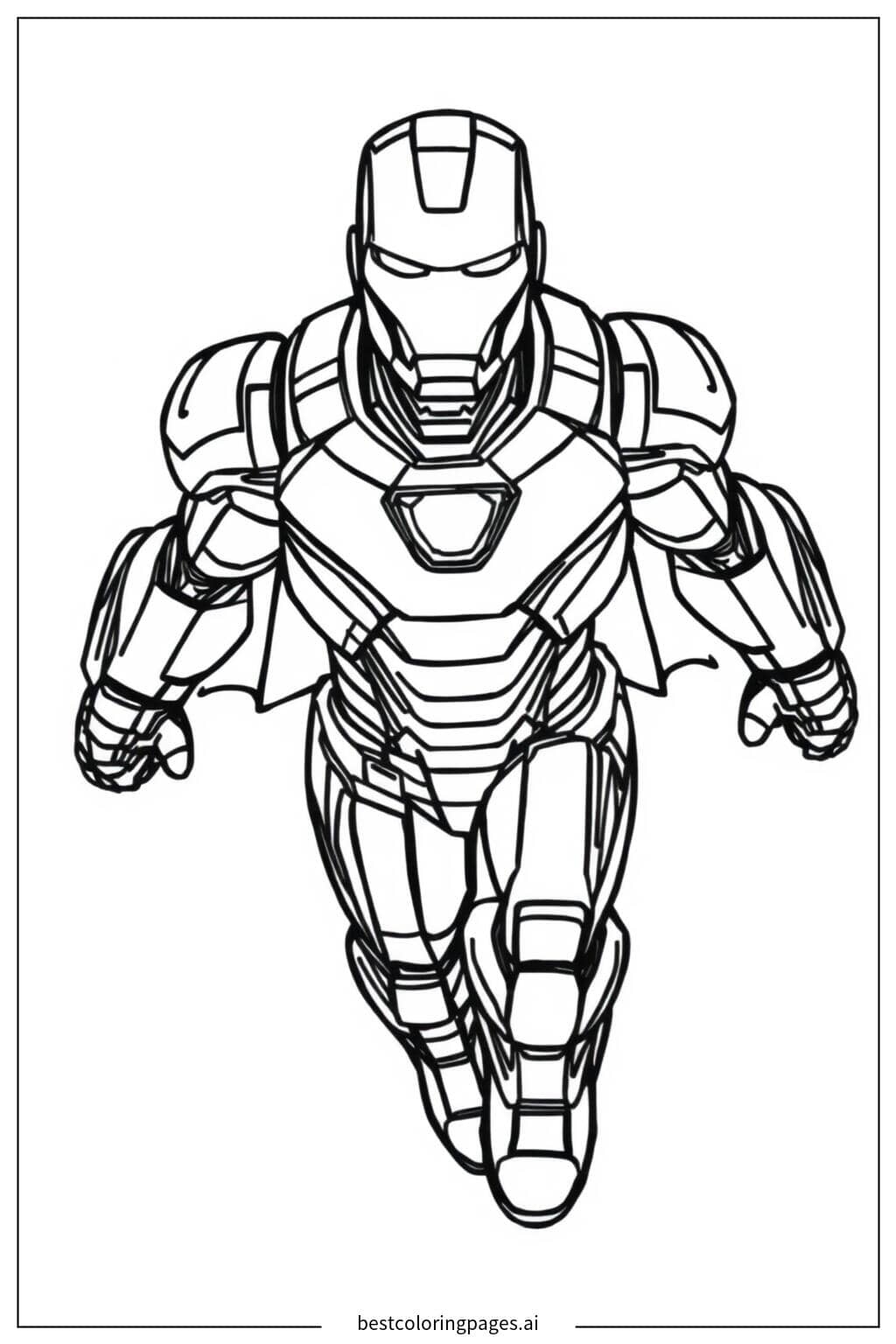 Coloriage Iron Man en position de vol basique