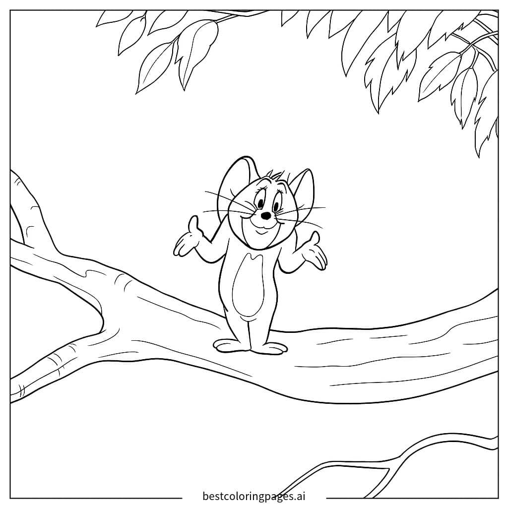 Dibujos de Jerry en un árbol para Colorear