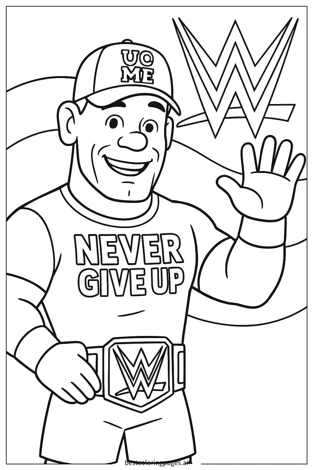 Desenhos de John Cena Acenando para Colorir