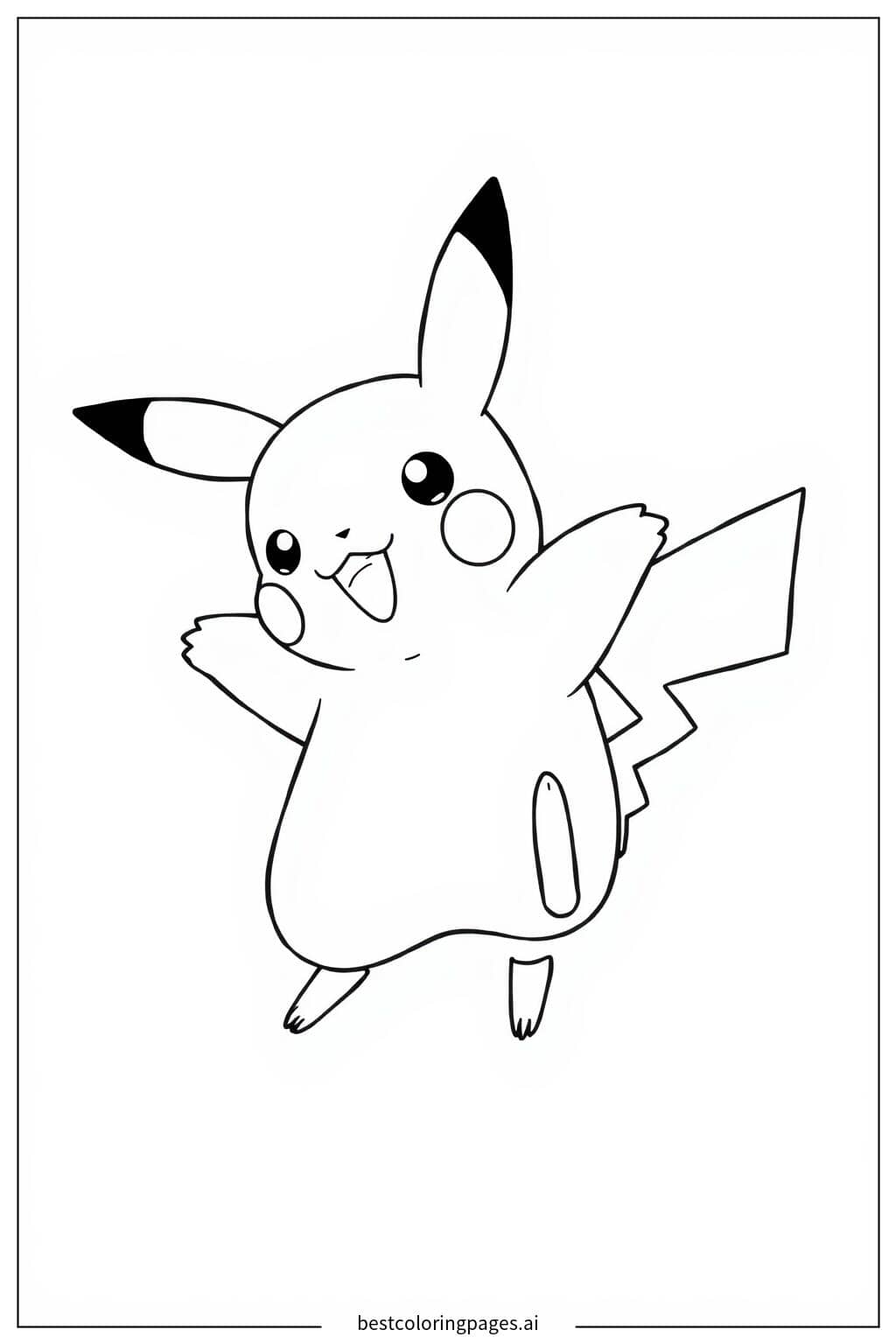 Gambar Mewarnai Pikachu Ceria Menari