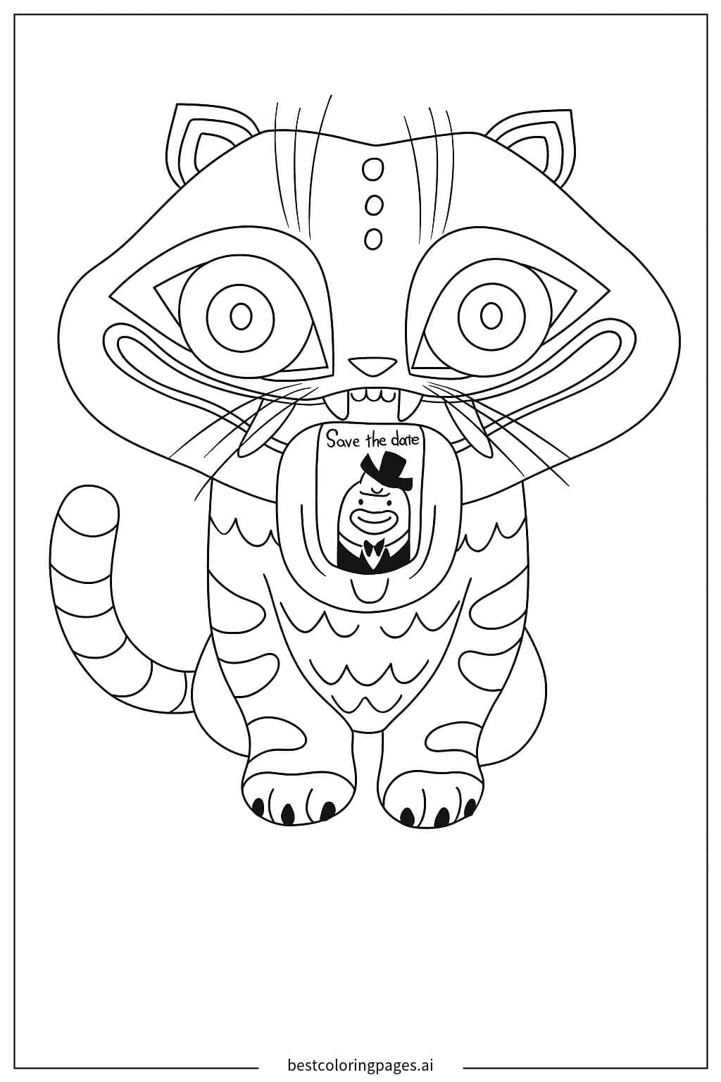 Dibujos de Cazadores de Demonios K-pop: Gato Estilizado para Colorear