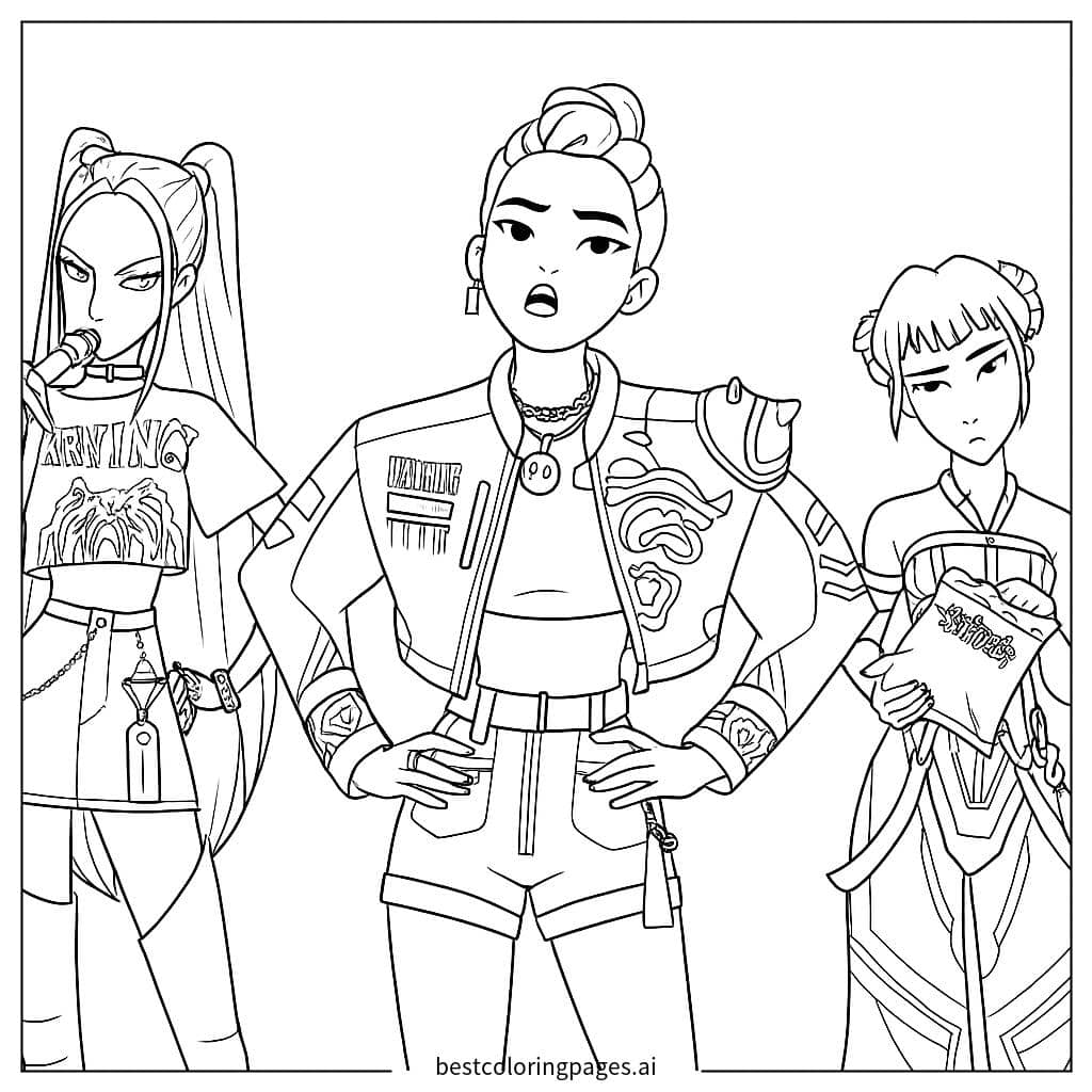 Dibujos de Trío de chicas K-pop para Colorear