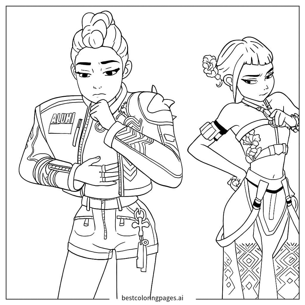 Dibujos de Chicas K-pop Posando para Colorear