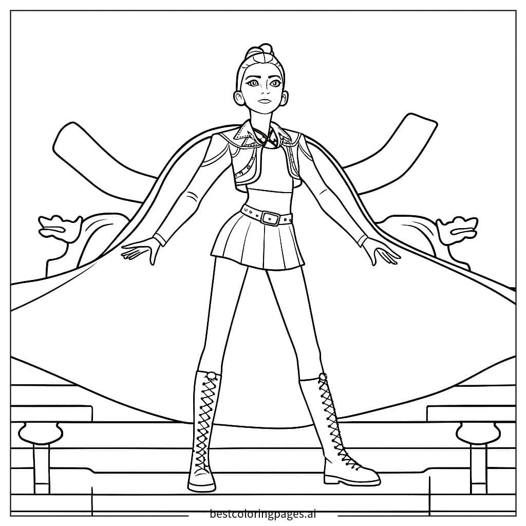Dibujos de Heroína de K-pop en acción para Colorear