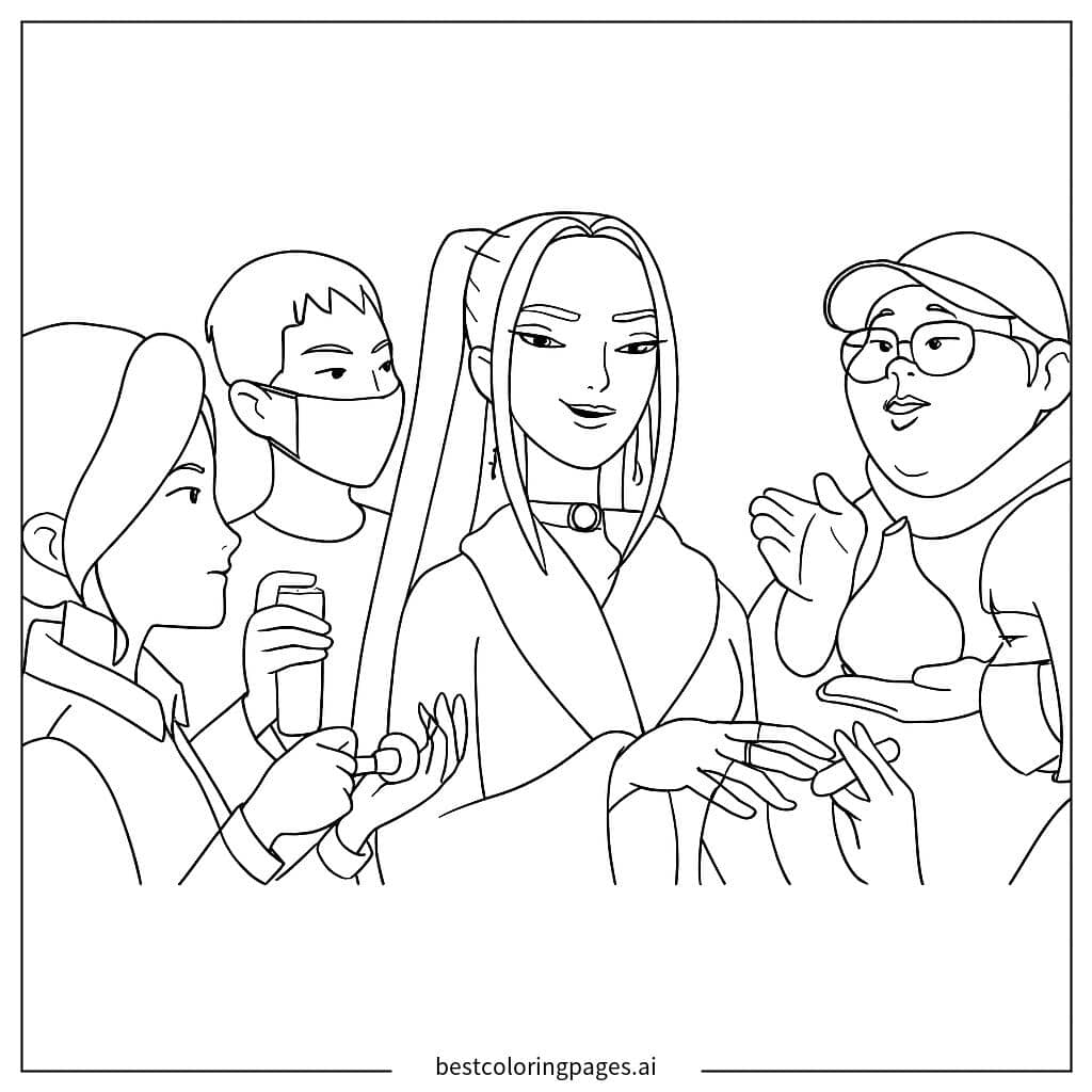 Dibujos de Ídolo de K-pop Preparándose para Colorear
