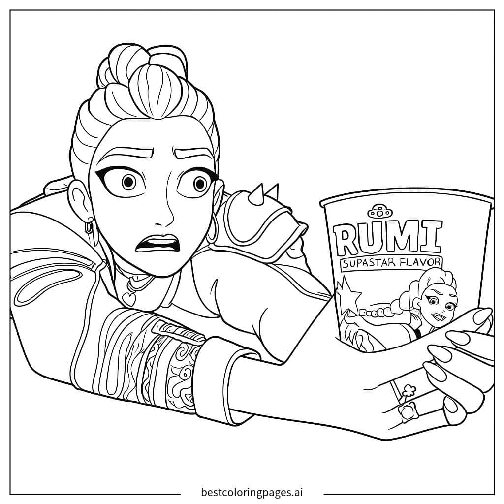 Dibujos de Ídolo de K-pop Sosteniendo un Snack para Colorear