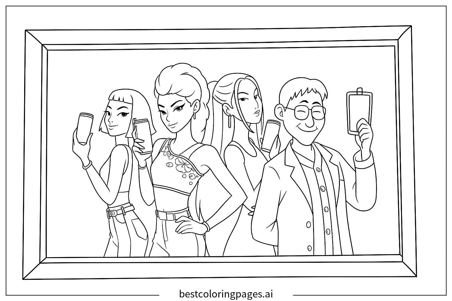 Dibujos de Ídolos de K-pop Luchando contra Demonios para Colorear