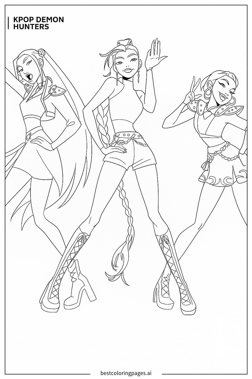 Dibujos de Ídolos del K-pop posando para Colorear