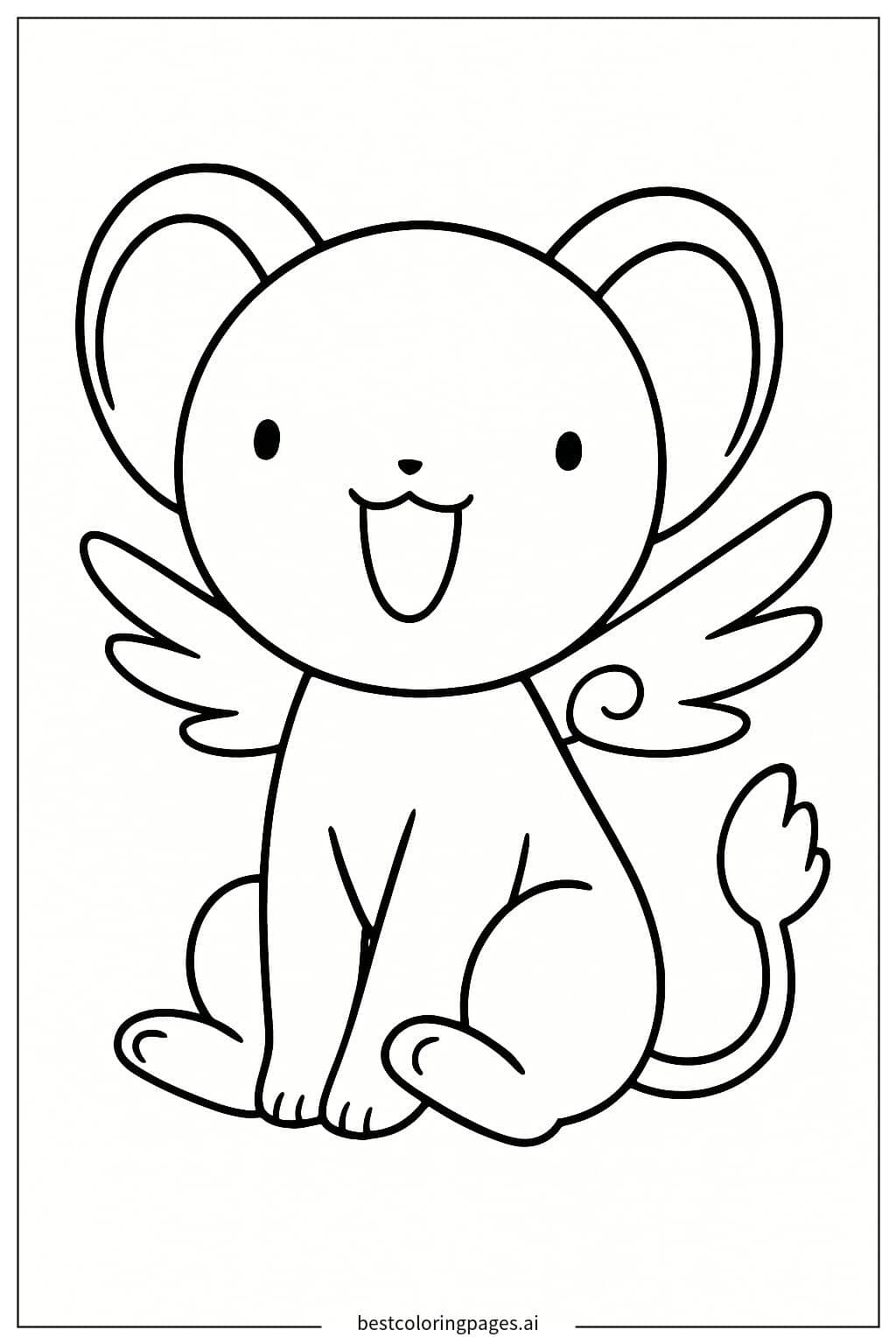 Kero-chan Sitting and Smiling Coloring Page