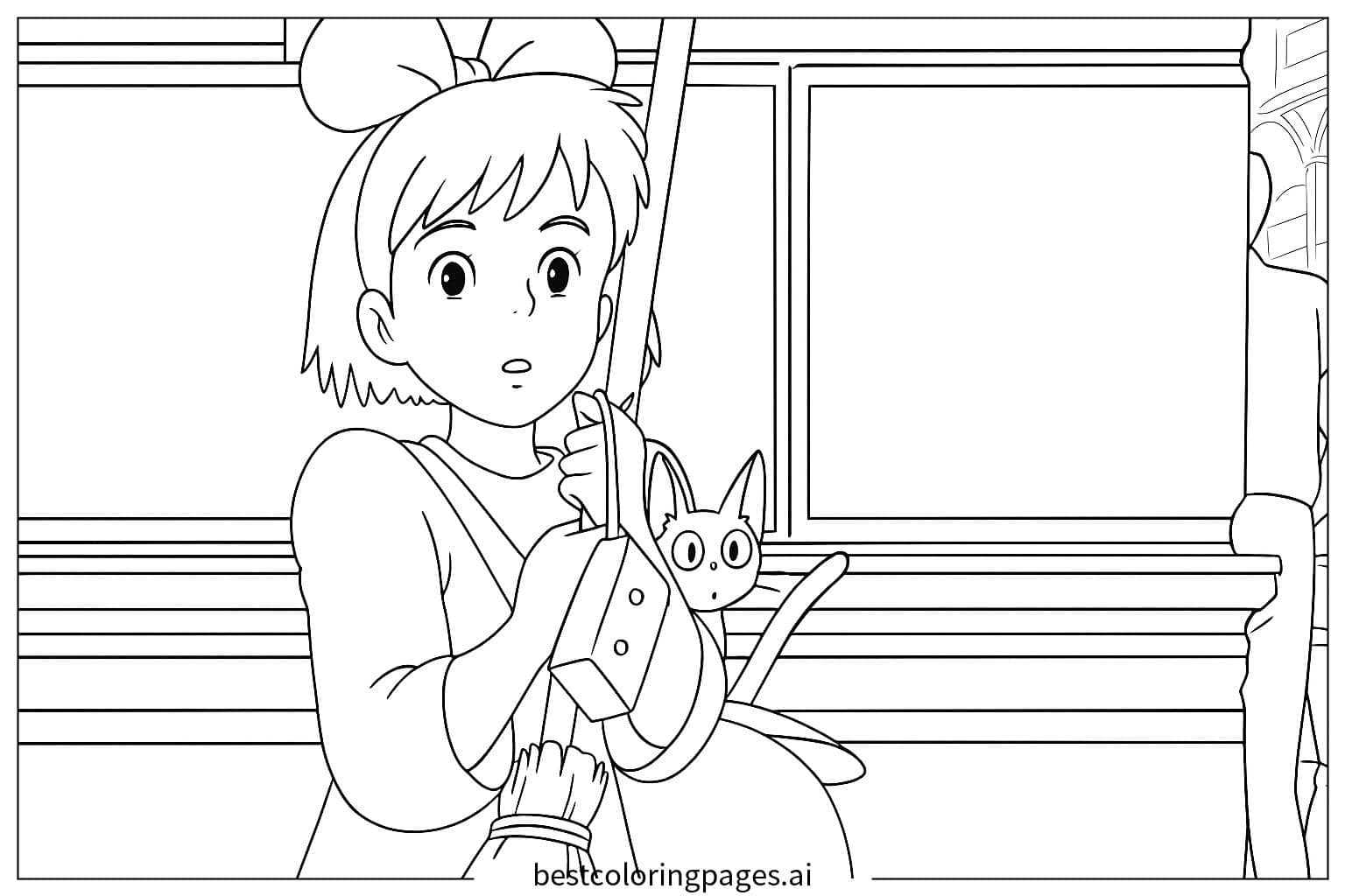 Kiki's Delivery Adventure Coloring Page