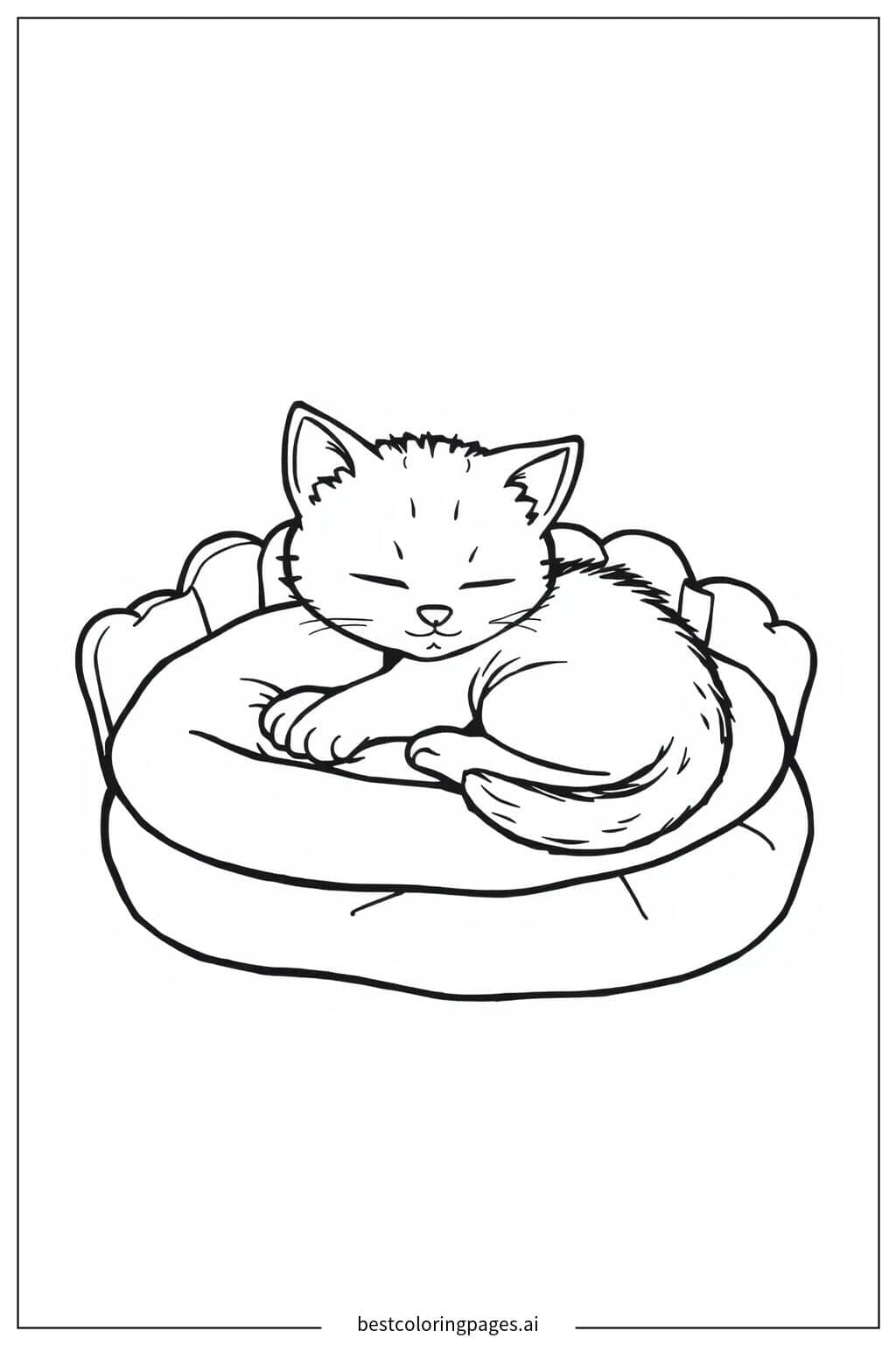 小猫咪的甜美梦乡 涂色页