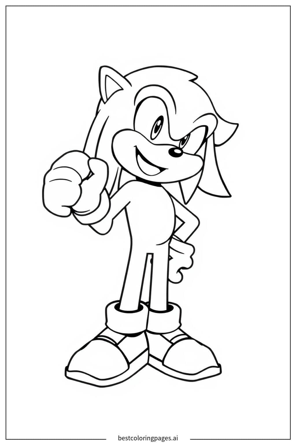 Knuckles Punching the Air - Sonic the Hedgehog Coloring Page Coloring Page