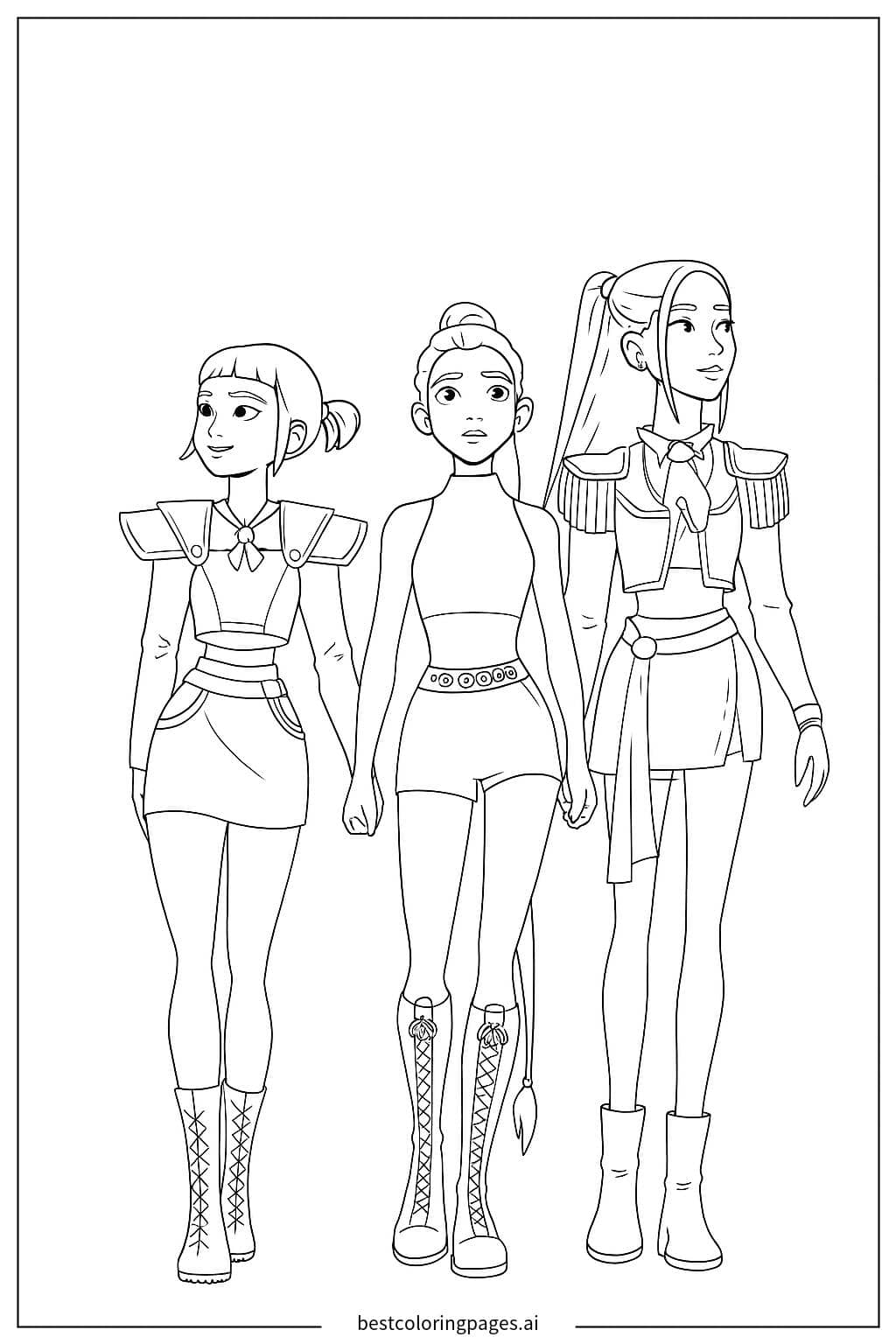 KPop Demon Hunters Characters Coloring Page Coloring Page