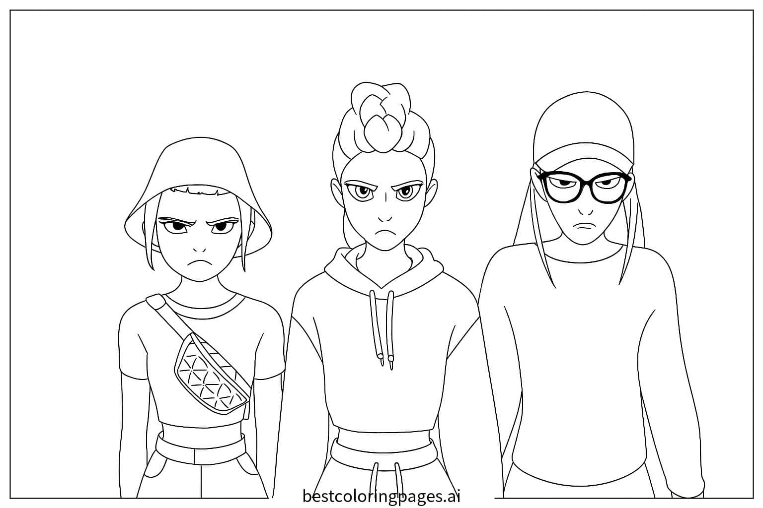 Dibujos de Personajes de Cazadores de Demonios de K-Pop para Colorear