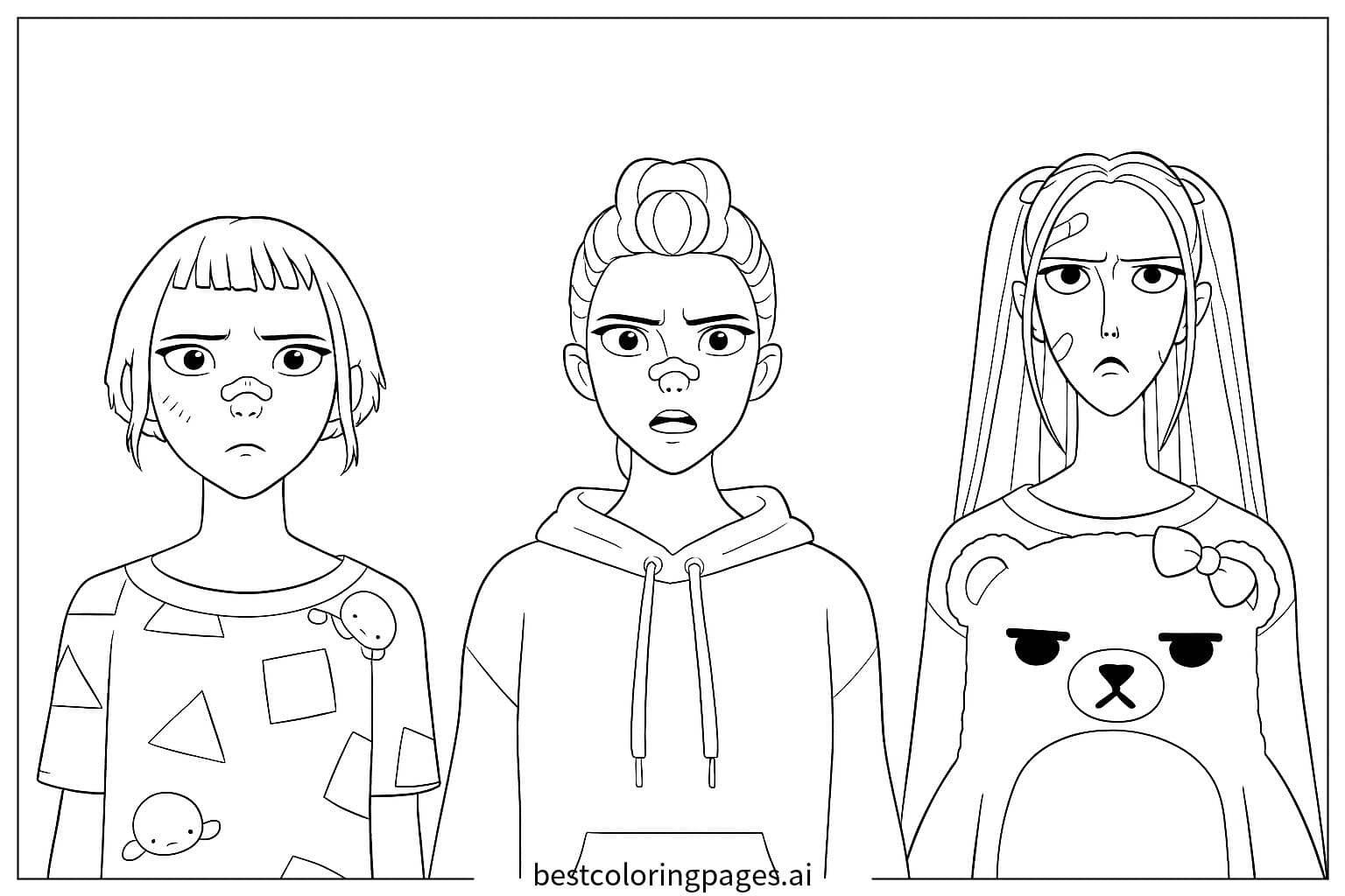 Dibujos de Equipo de Cazadores de Demonios KPop para Colorear