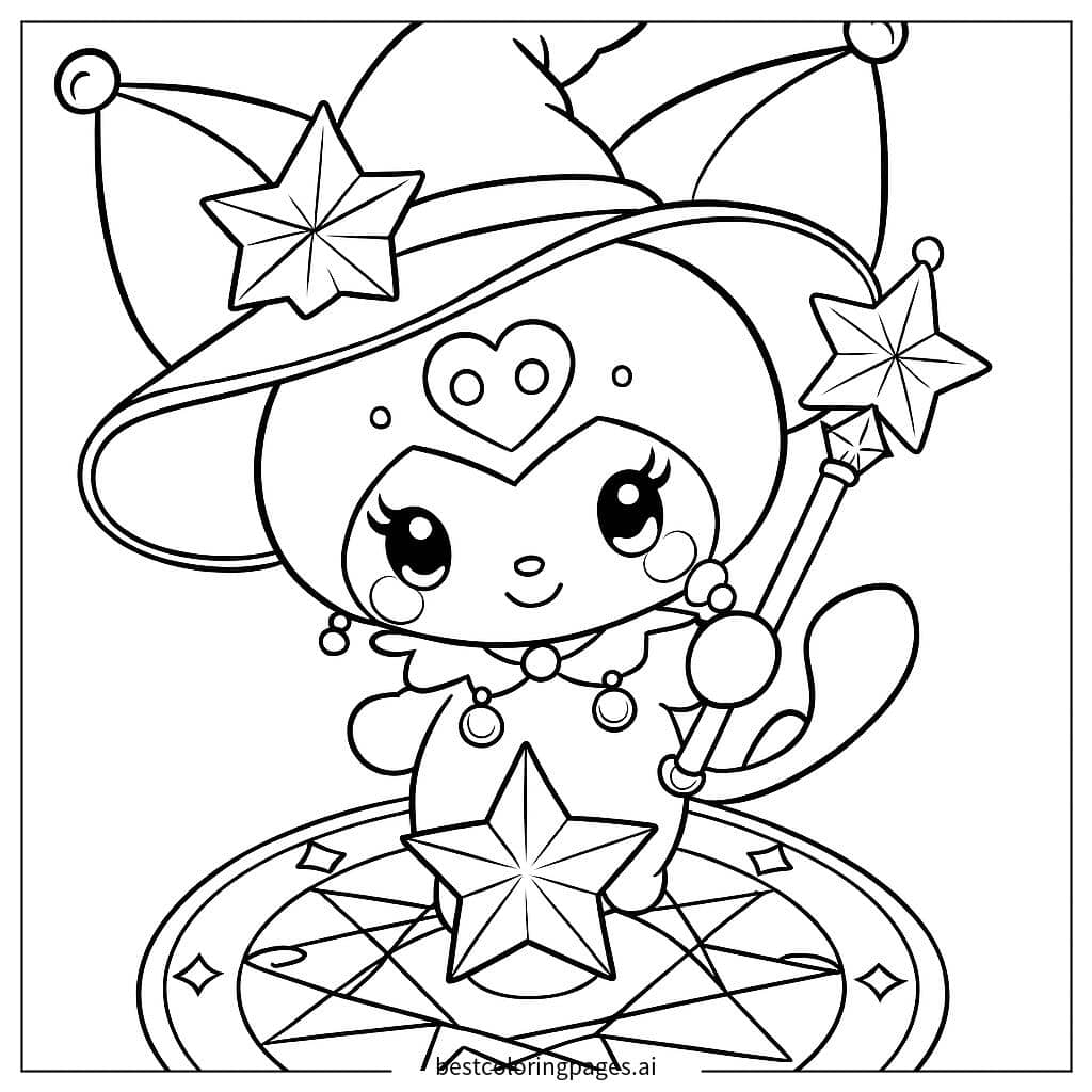 Tranh tô màu Kuromi phù thủy