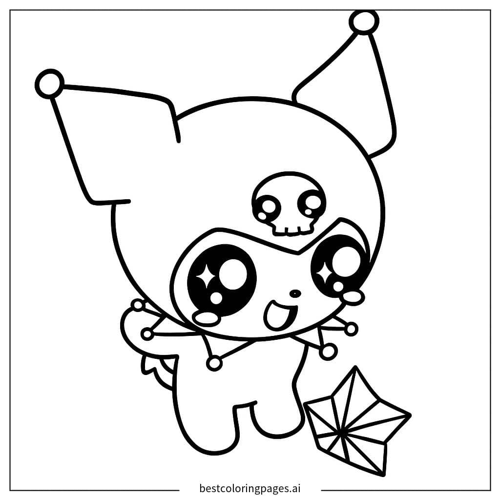 Tranh tô màu Kuromi cầm origami