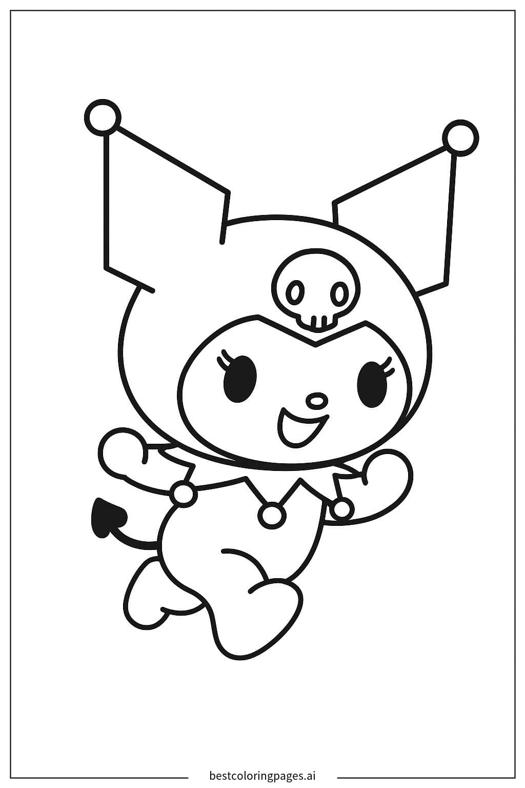 Tranh tô màu Kuromi đang nhảy lên