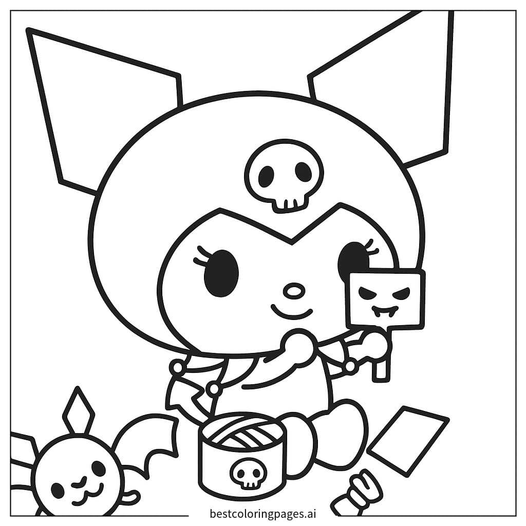 Tranh tô màu Kuromi đang chơi