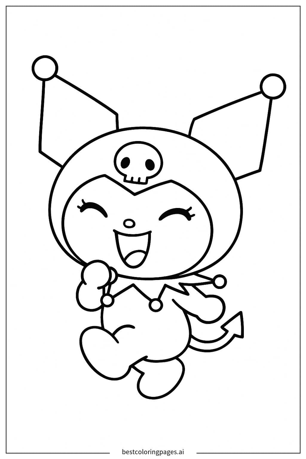 Tranh tô màu Kuromi Cười Rạng Rỡ