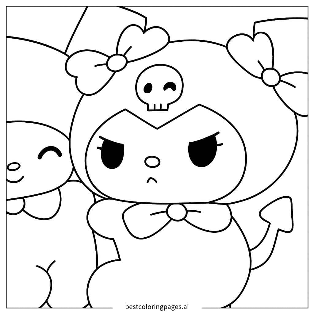 Tranh tô màu Kuromi trông khó chịu