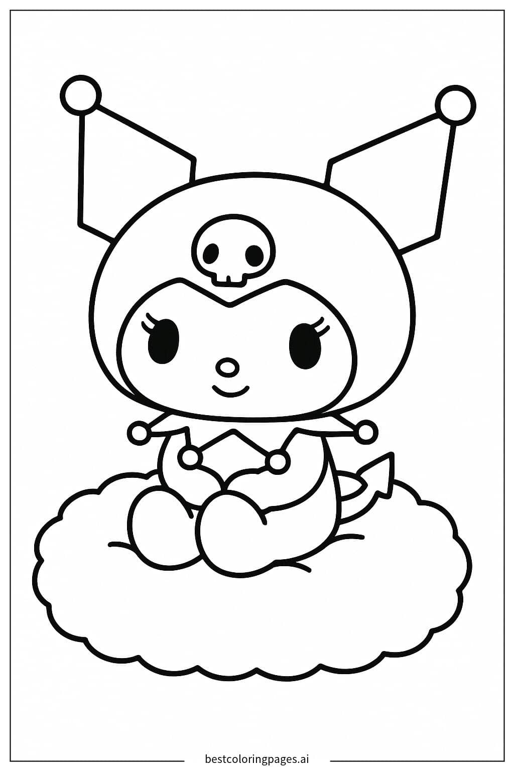 Tranh tô màu Kuromi Ngồi Trên Gối