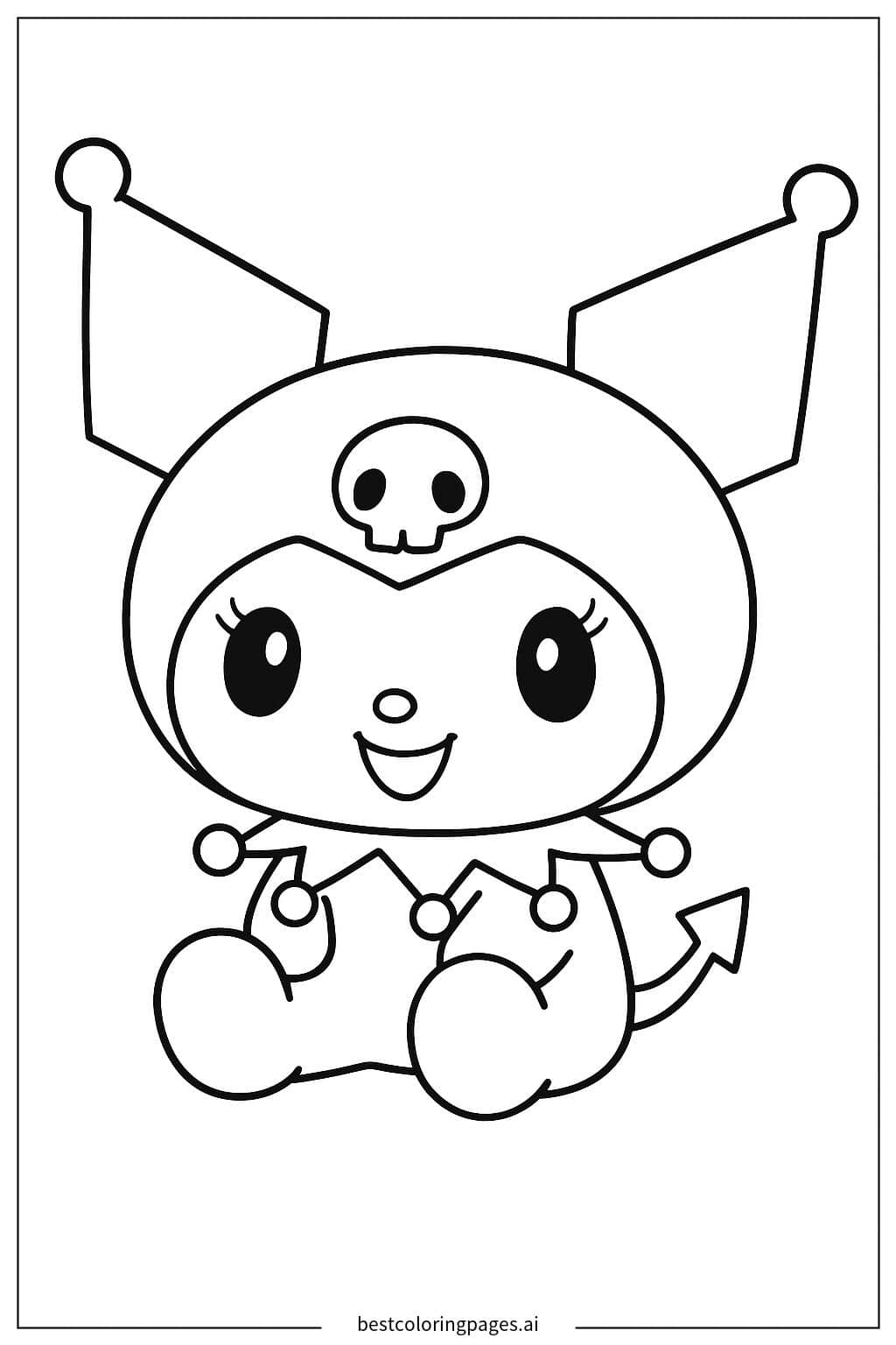 Tranh tô màu Kuromi Ngồi Dễ Thương