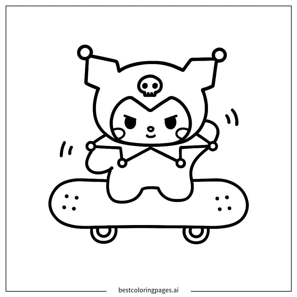 Tranh tô màu Kuromi trượt ván