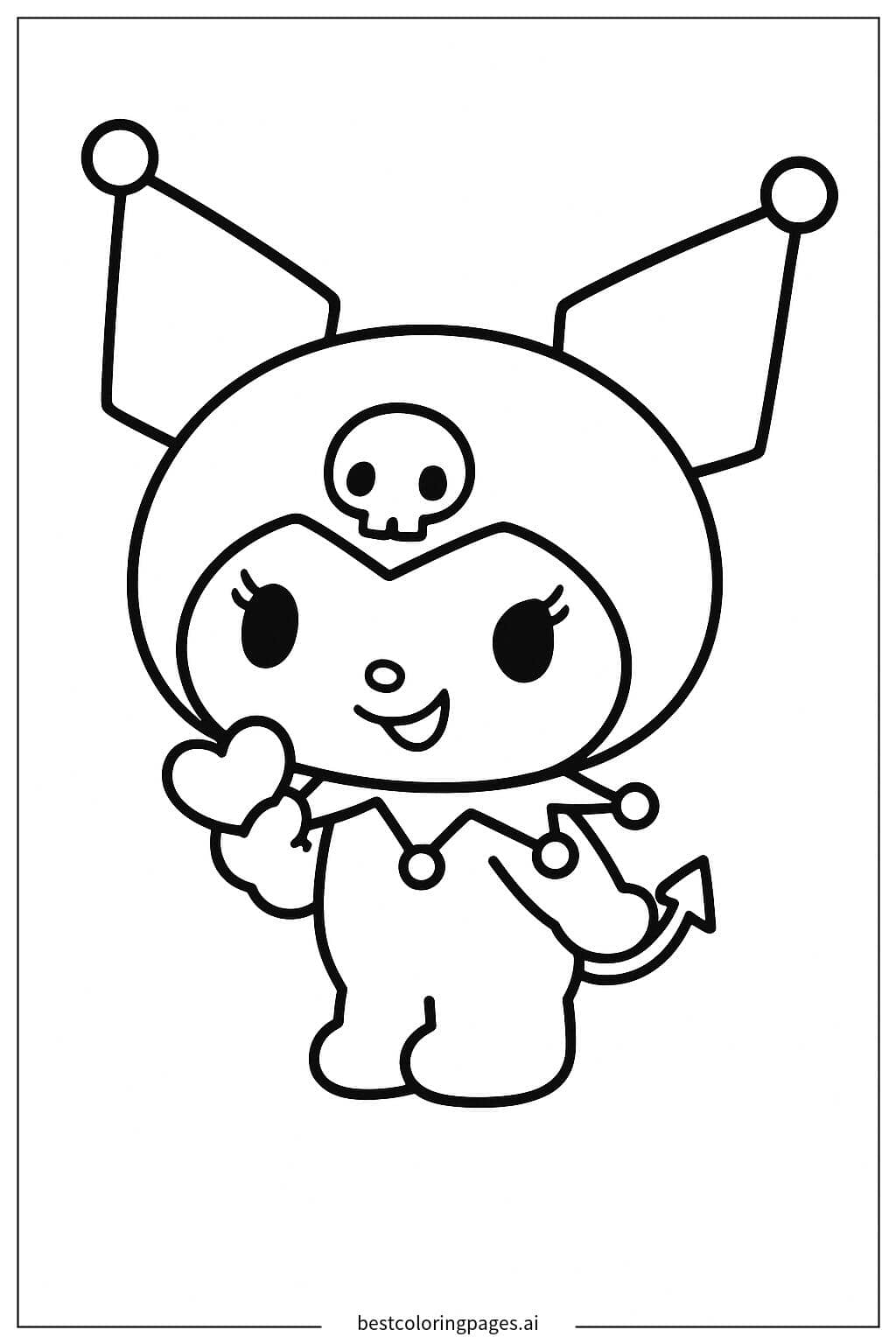 Adorable Kuromi Standing Coloring Page