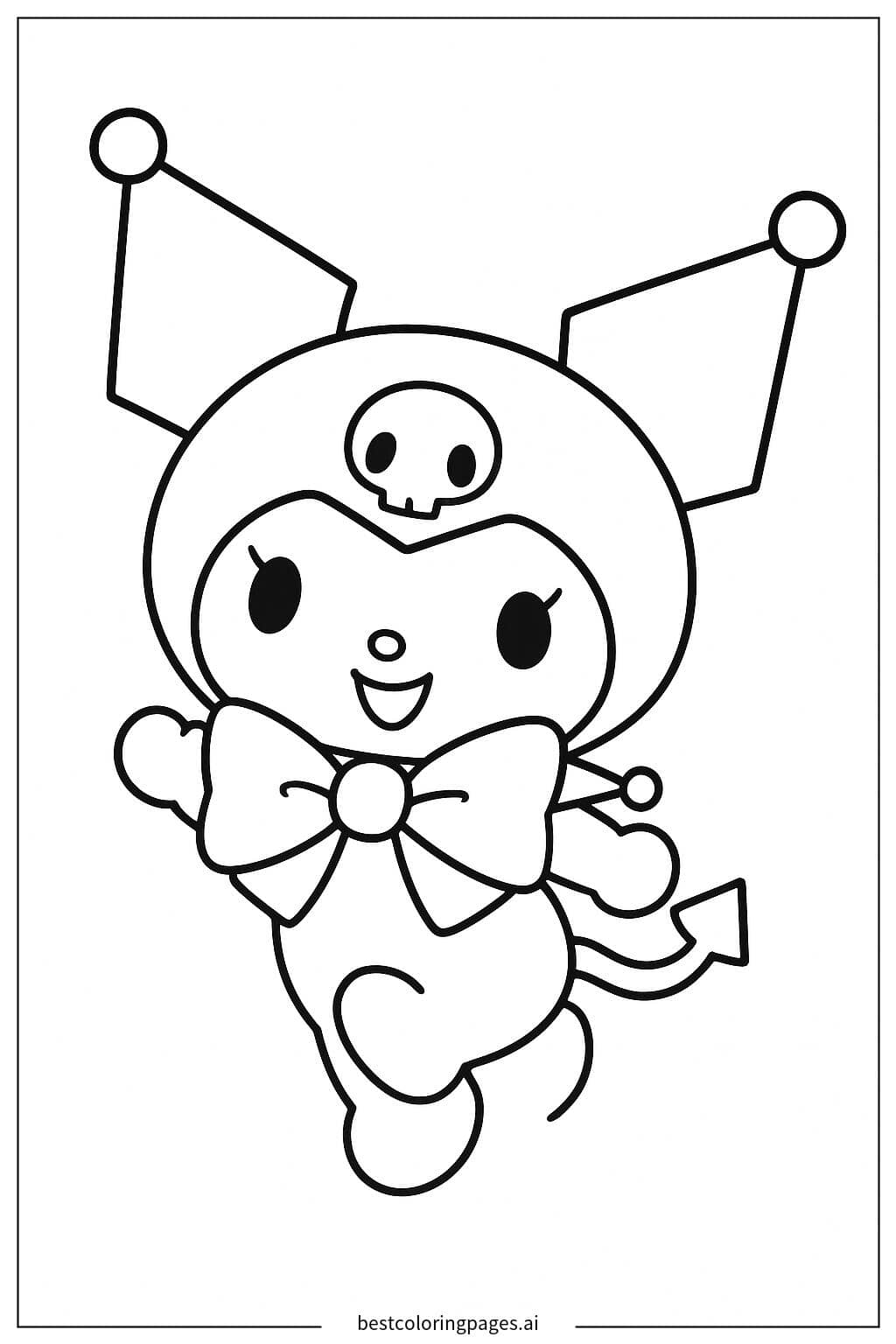 Tranh tô màu Kuromi với Nơ Cổ