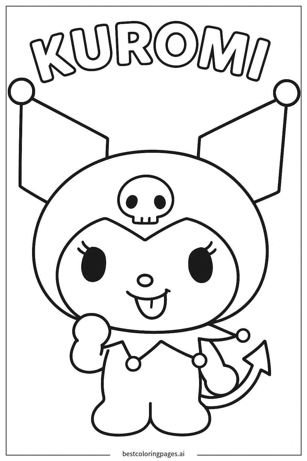 Tranh tô màu Cận cảnh khuôn mặt Kuromi