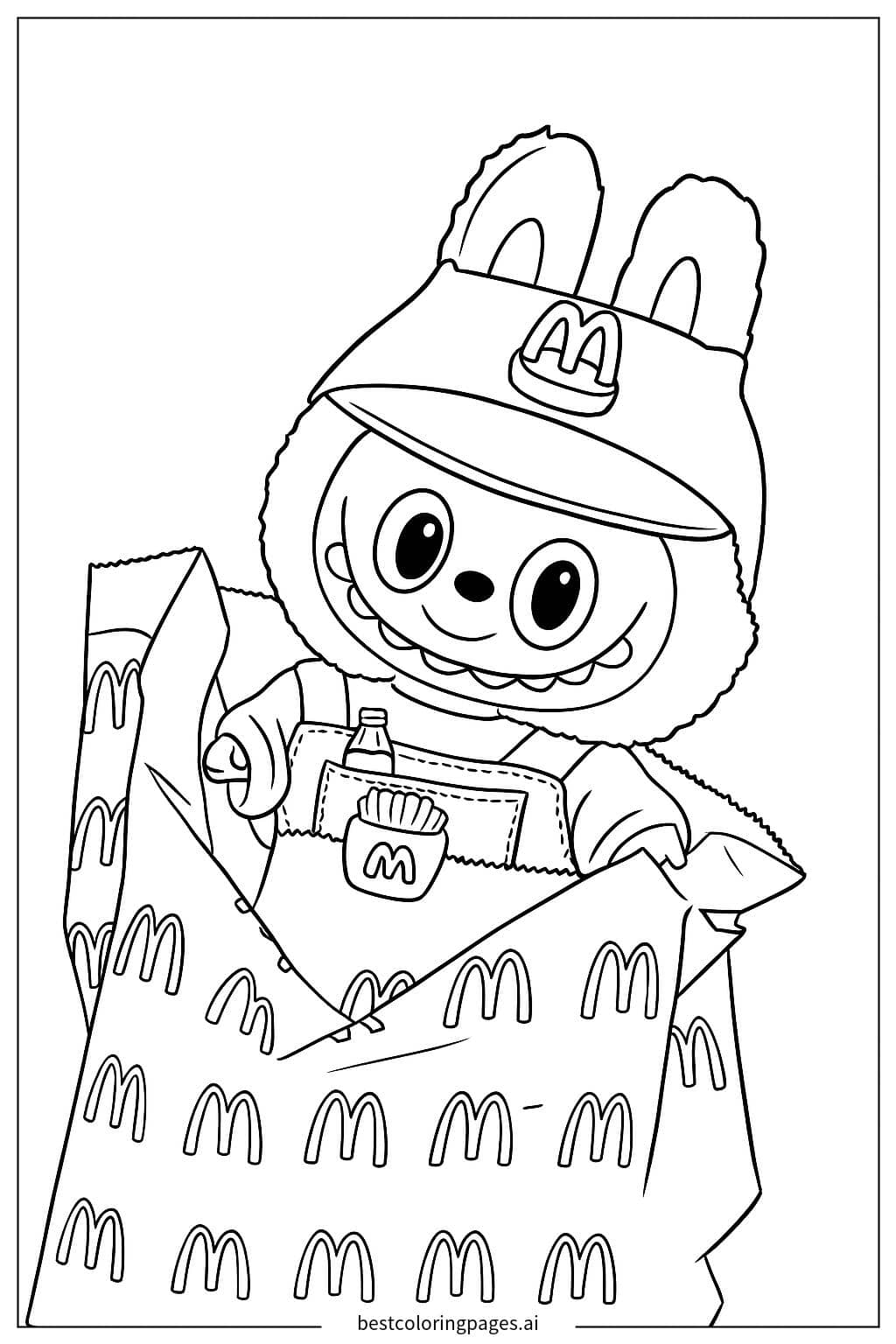 Coloriage Labubu dans le Sac McDonald’s
