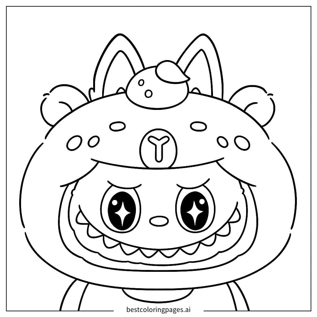 Tranh tô màu Labubu đang mỉm cười lần 2