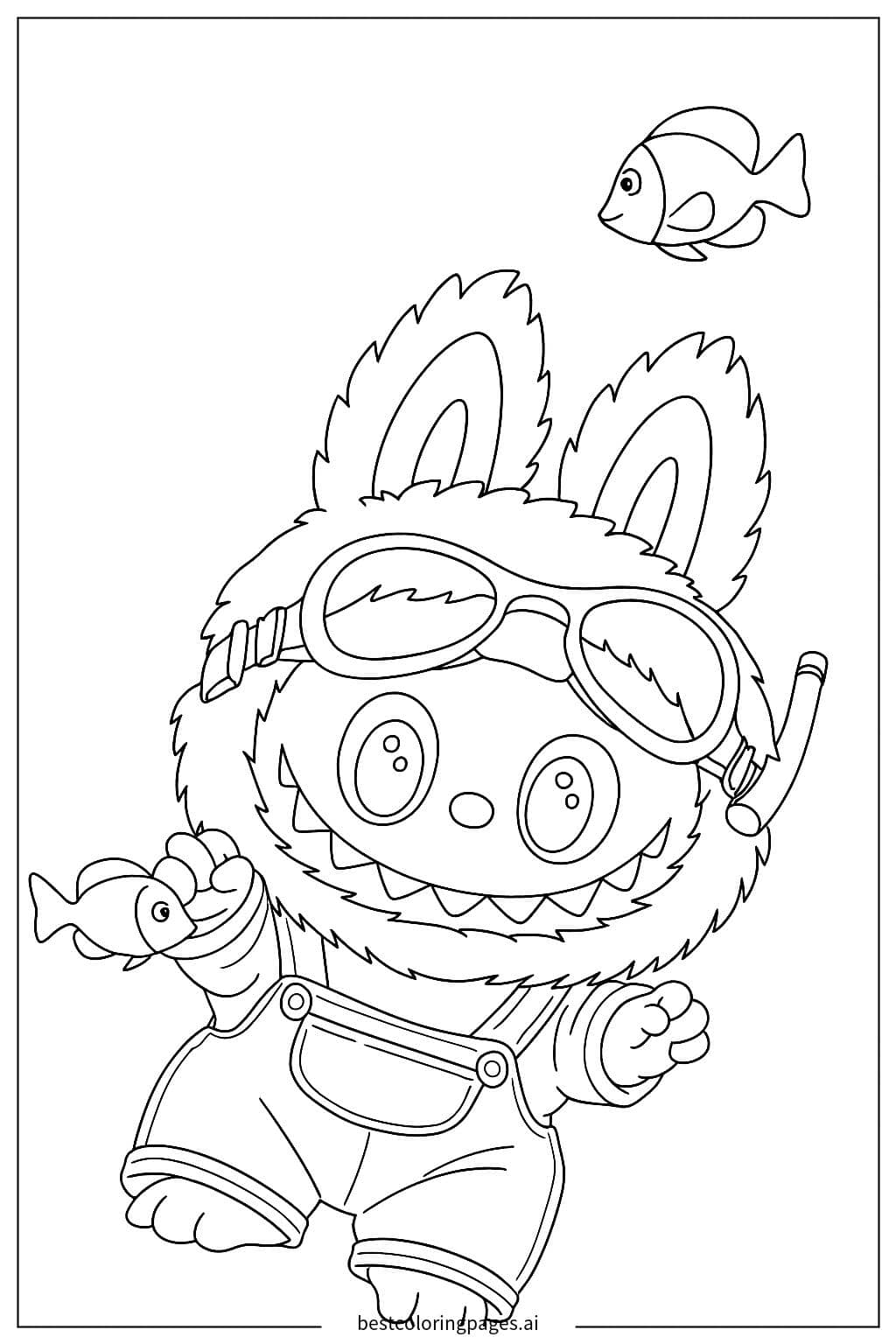 Labubu's Underwater Adventure Coloring Page