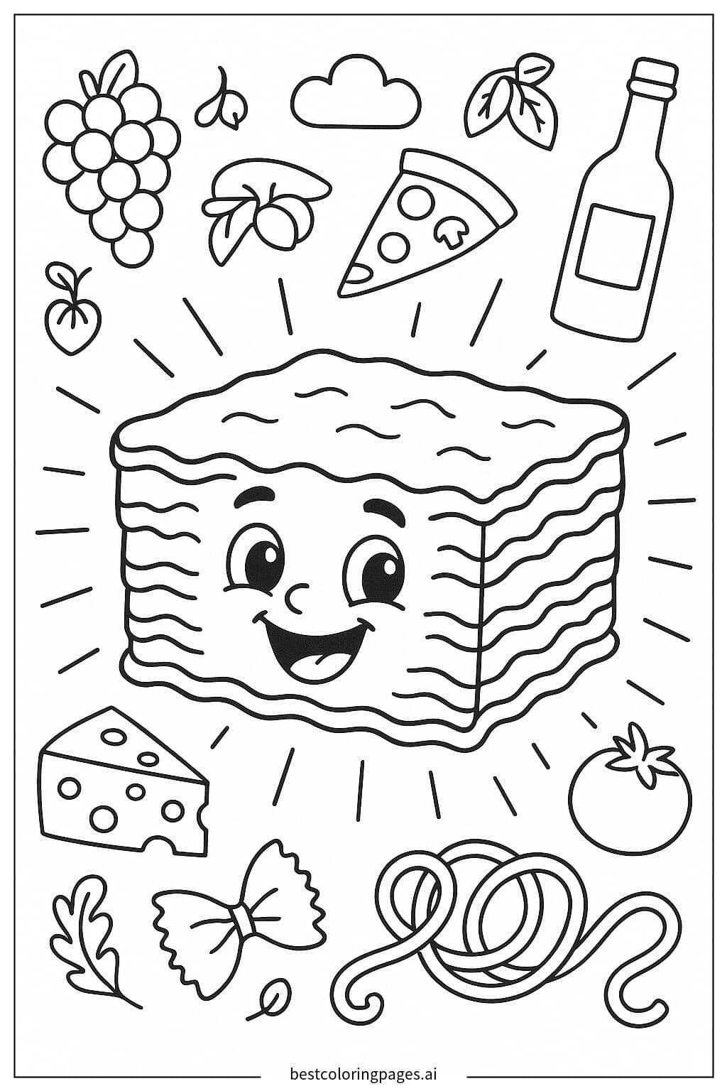 Disegni di Lasagna Sorridente da Colorare