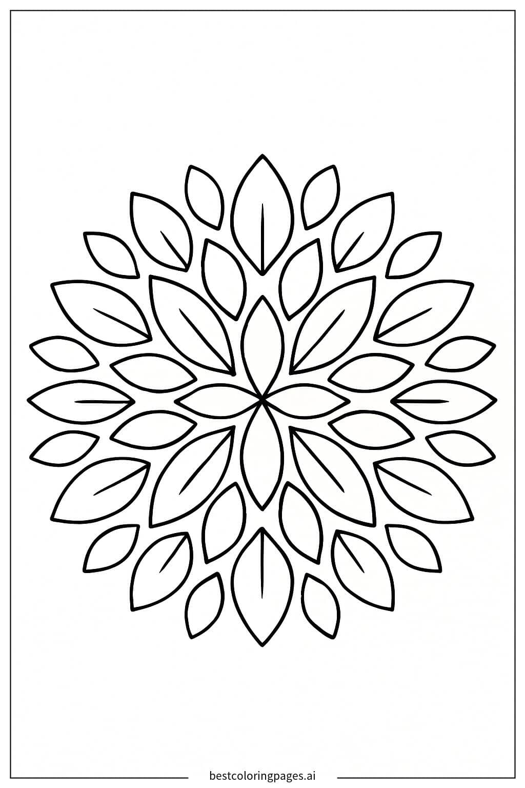 Leaf Design Mandala Coloring Page