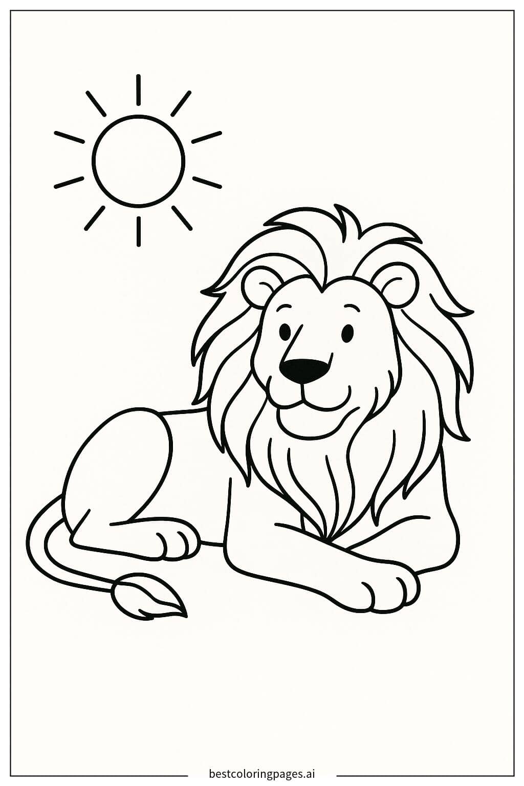 Majestic Lion Relaxing Under the Sun Coloring Page