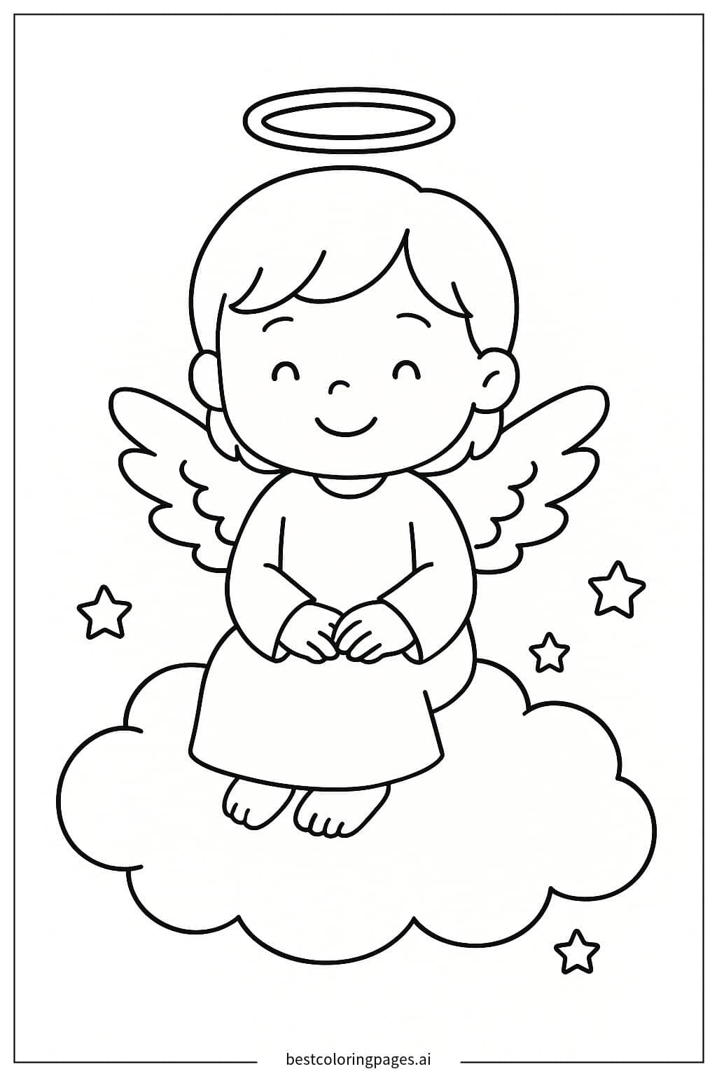 Desenhos de Pequeno Anjo com Asas para Colorir