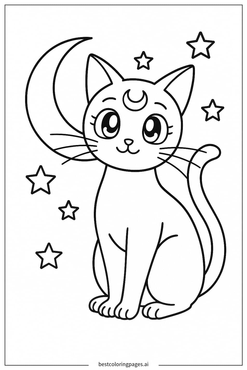 Coloriage Luna, le chat assis