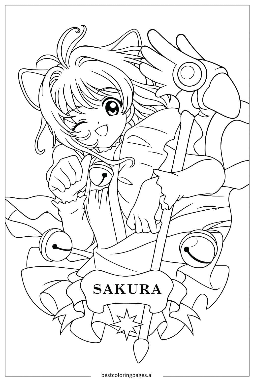 Gambar Mewarnai Gadis Ajaib Sakura-1