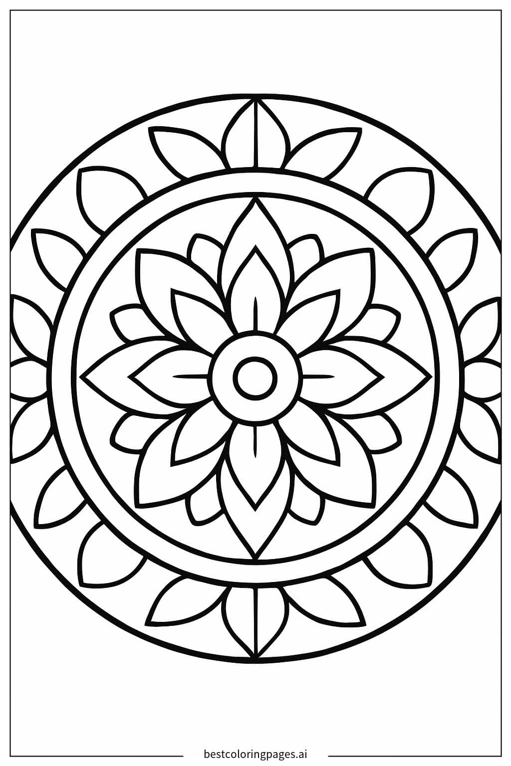 Dibujos de Mandala con círculos concéntricos audaces para Colorear