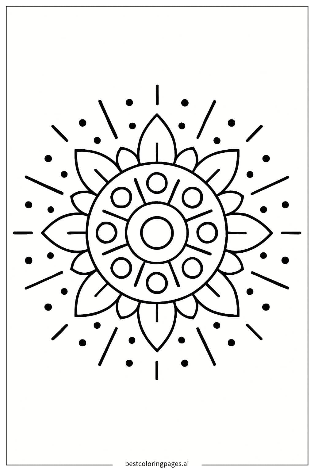 Mandala with Dots and Lines Coloring Page