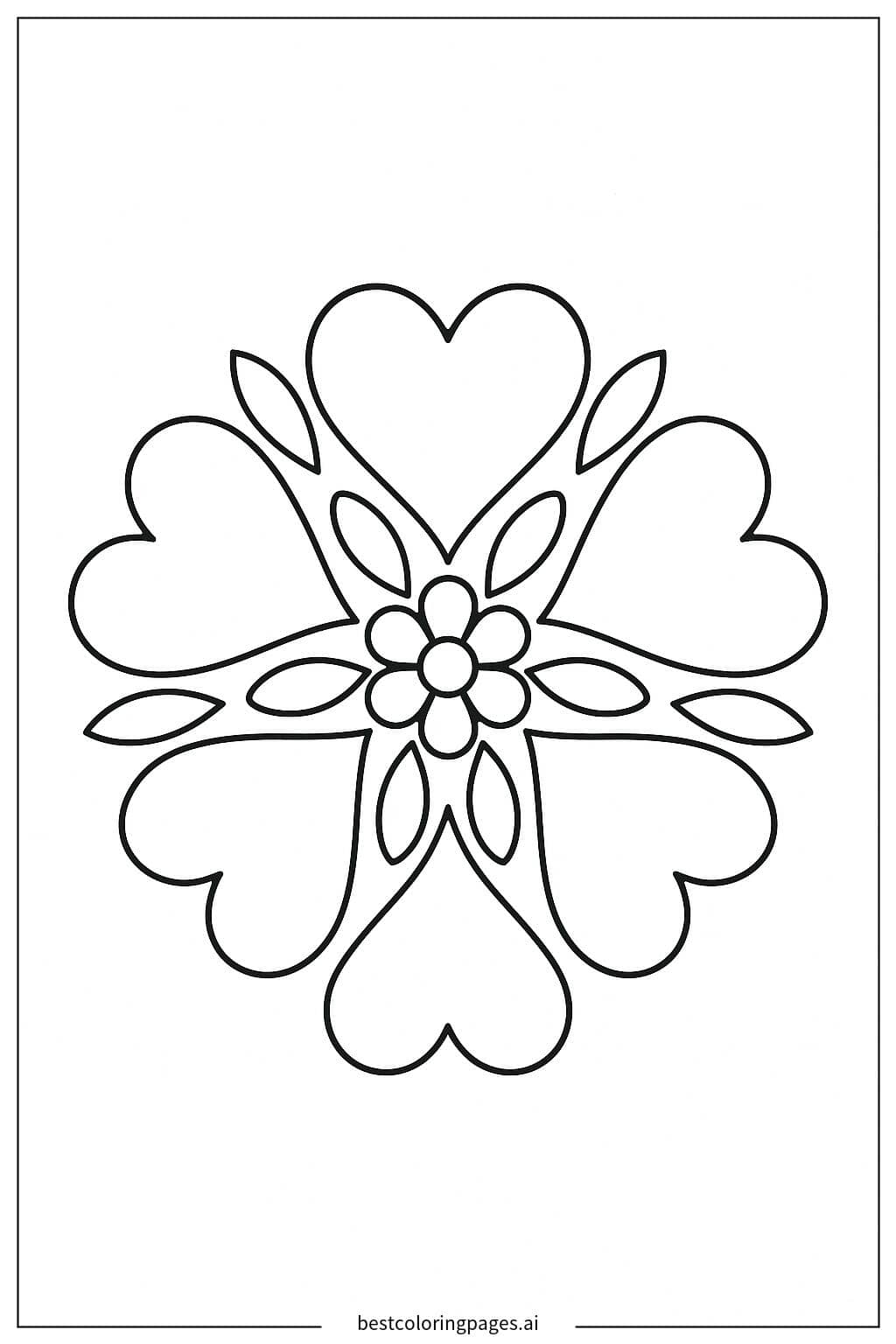 Dibujos de Mandala con Formas de Corazón para Colorear