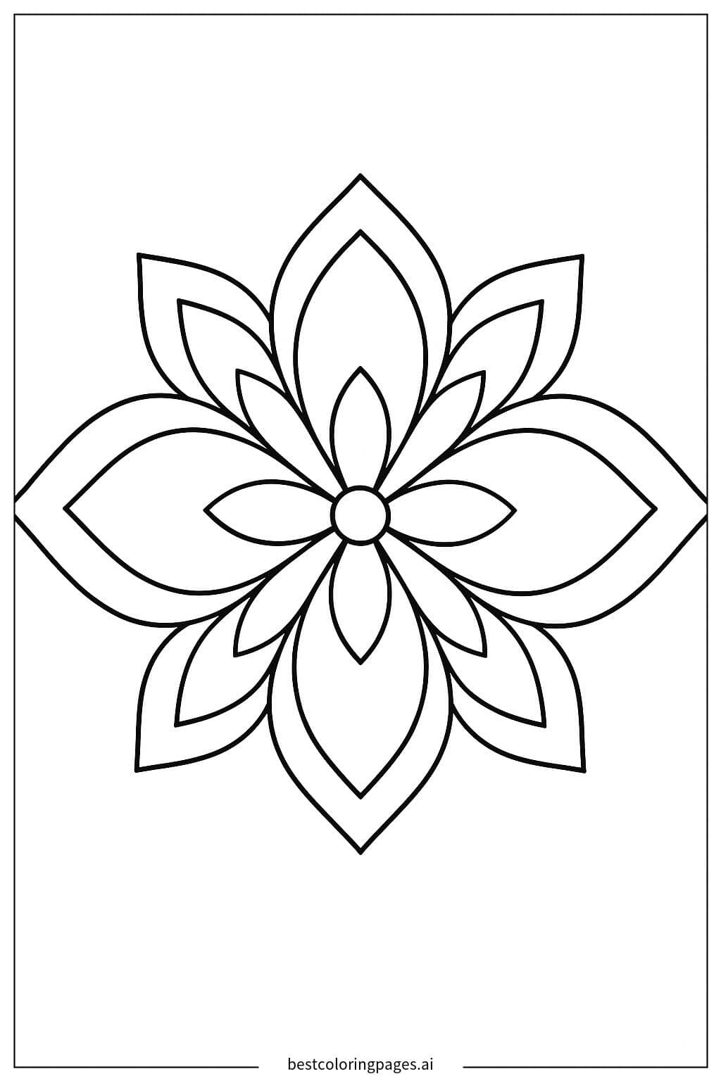Dibujos de Mandala con pétalos grandes y simétricos para Colorear