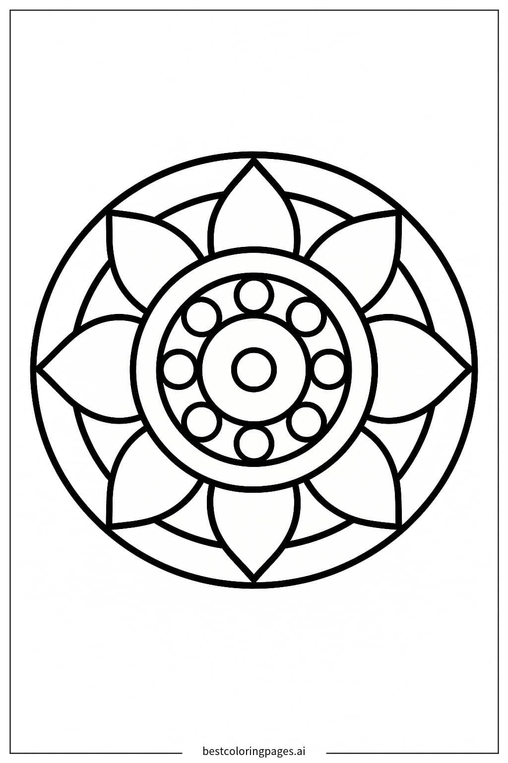 Dibujos de Mandala con diseño minimalista para Colorear